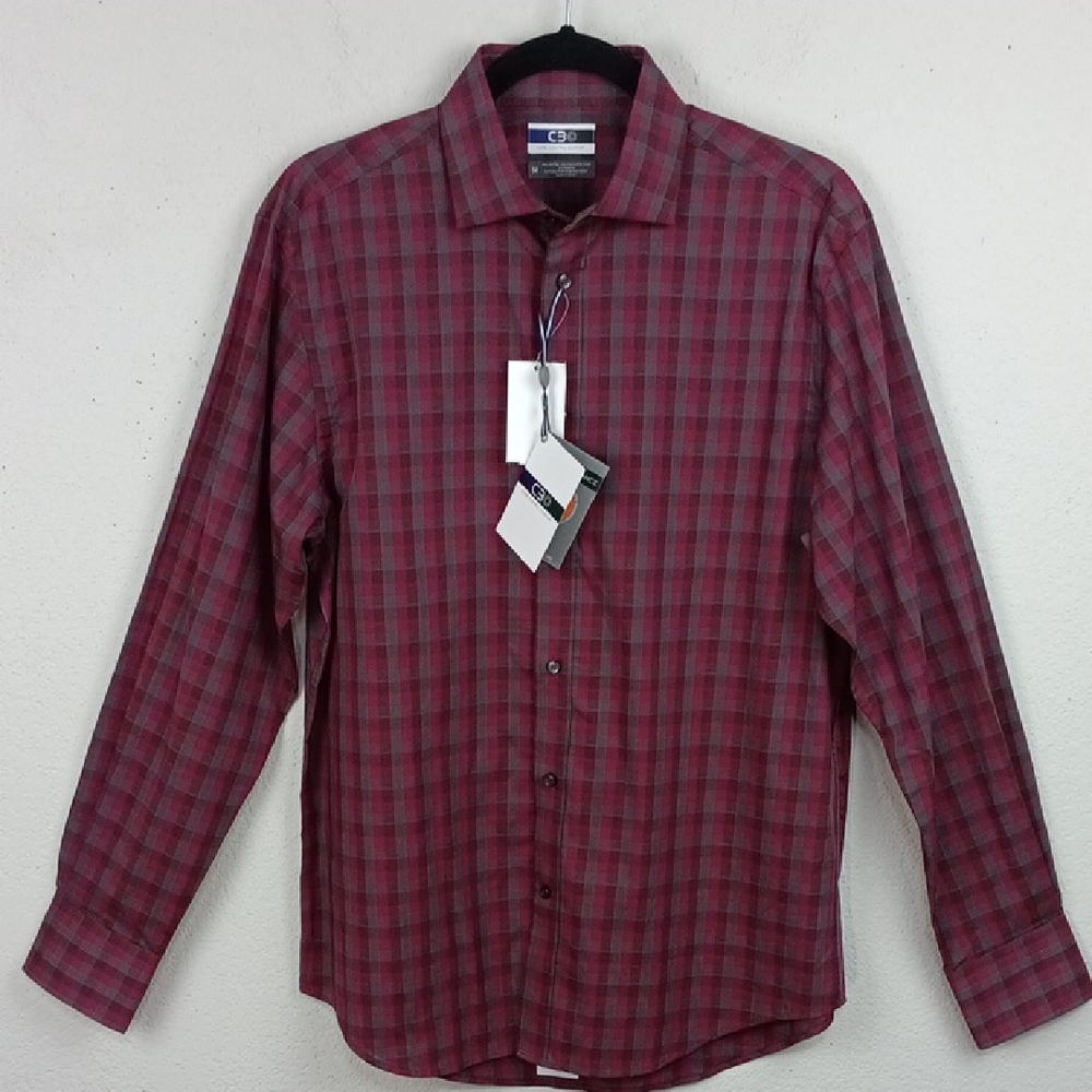 Thomas Dean C3 Dark Pink Plaid Button Front Long Sleeve Shirt sz M Normcore